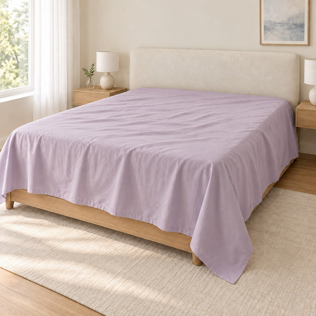 Pastel Cotton Bed Sheet Lightweight Breathable Soft Fabric for Comfortable Sleep