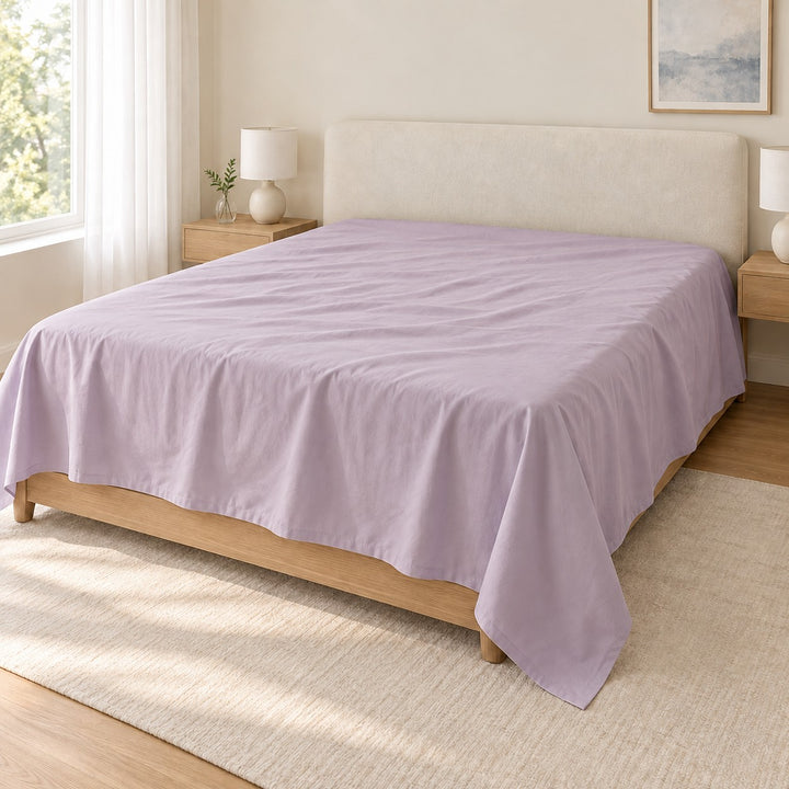 Pastel Cotton Bed Sheet Lightweight Breathable Soft Fabric for Comfortable Sleep
