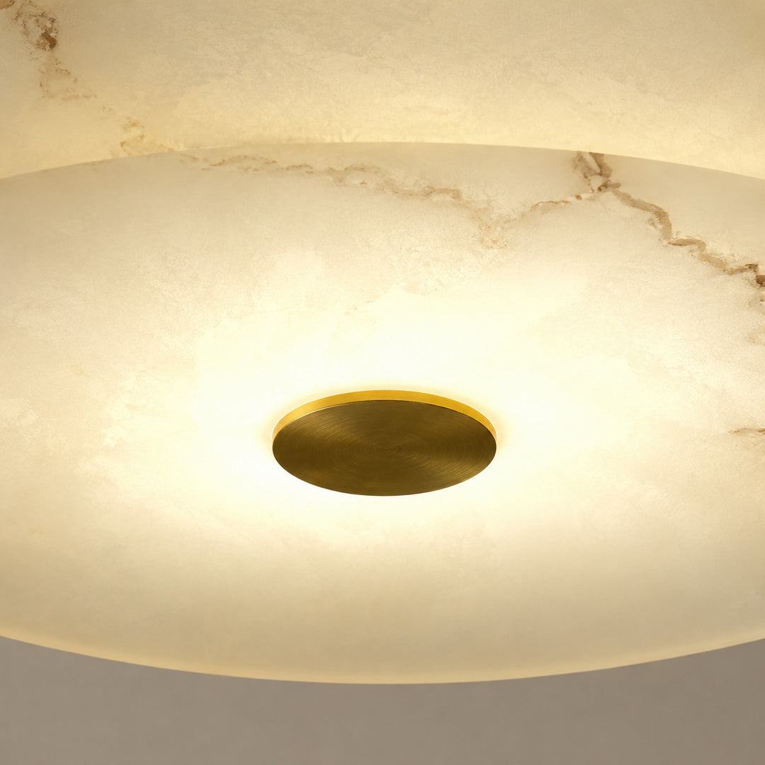 Modern Alabaster LED Flush Mount Ceiling Light – Round Natural Stone Design  Copy Title