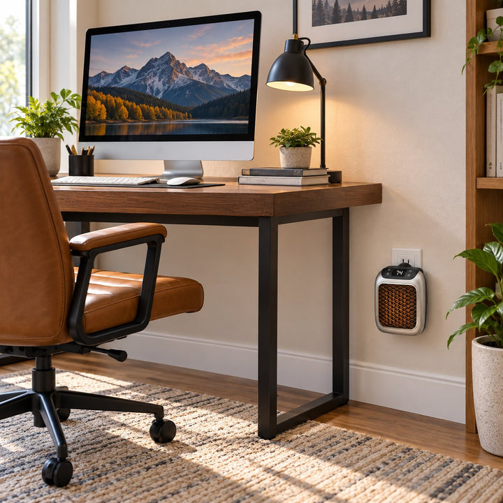 Compact Modern Fan Heater Adjustable Thermostat 800W Efficient Warmth for Personal Spaces