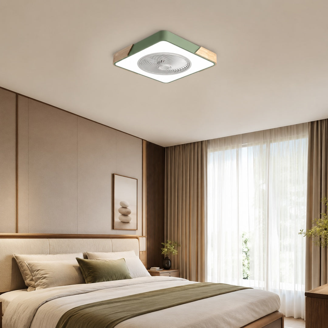 Modern Bladeless Ceiling Fan with Lights Flush Mount Iron Frame LED Dimmable Color Temperature