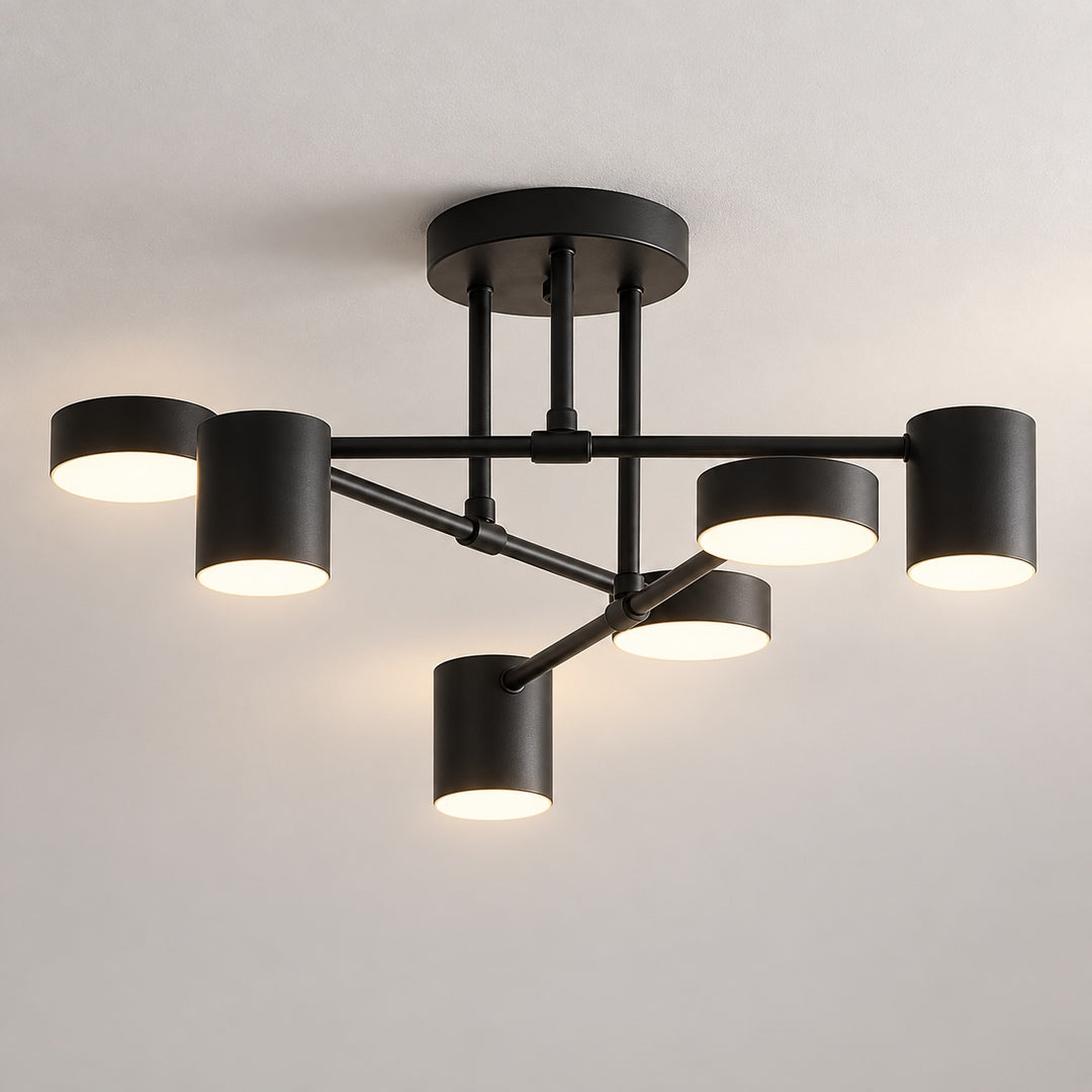 Modern Sputnik Flush Mount Ceiling Light Fixture with Metal Arms and Adjustable LED Bulbs 24 Inch