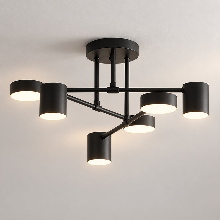 Modern Sputnik Flush Mount Ceiling Light Fixture with Metal Arms and Adjustable LED Bulbs 24 Inch
