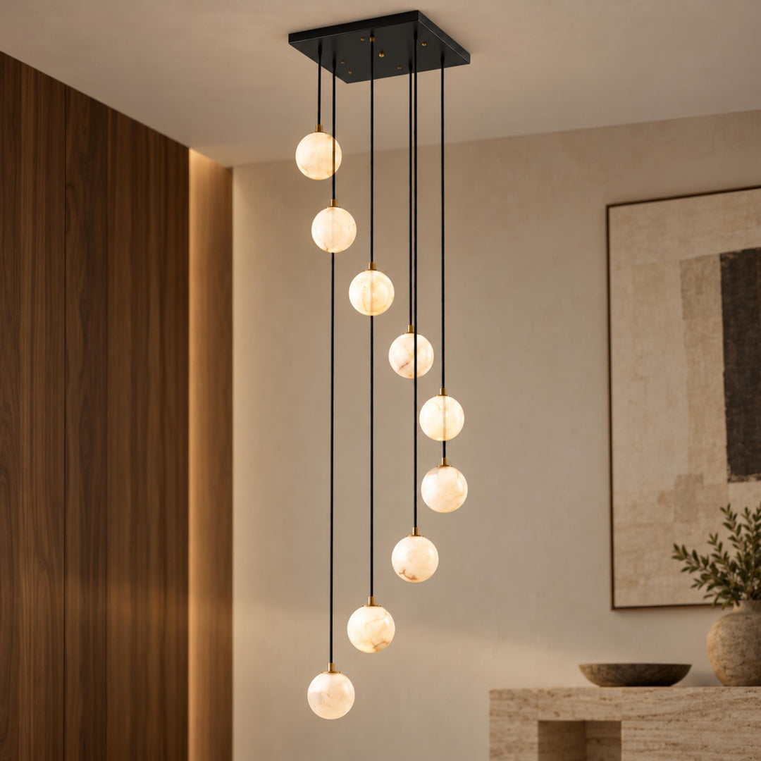 Modern Cluster Chandelier Light Wall Mounted Alabaster Glass LED Dimmable Fixture