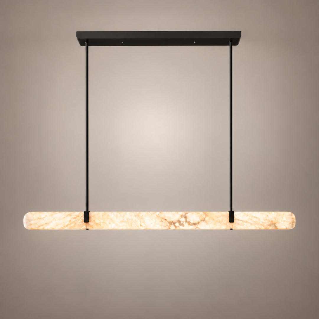 Linear Chandelier Wall Mounted Alabaster Shade Metal Frame LED Lighting Fixture