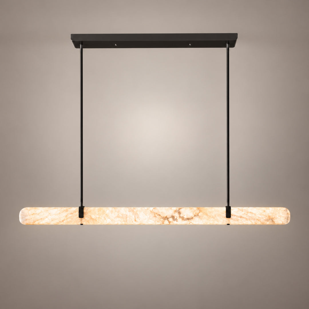 Linear Chandelier Wall Mounted Alabaster Shade Metal Frame LED Lighting Fixture