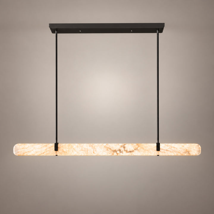 Linear Chandelier Wall Mounted Alabaster Shade Metal Frame LED Lighting Fixture