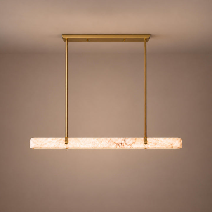 Linear Chandelier Wall Mounted Alabaster Shade Metal Frame LED Lighting Fixture