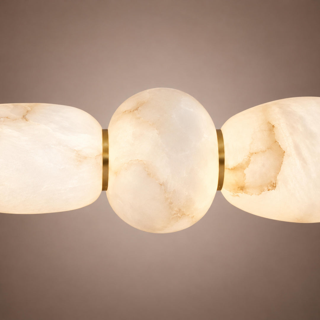 Modern Linear Chandelier Wall Mounted Alabaster Glass LED Light Fixture for Indoor Use