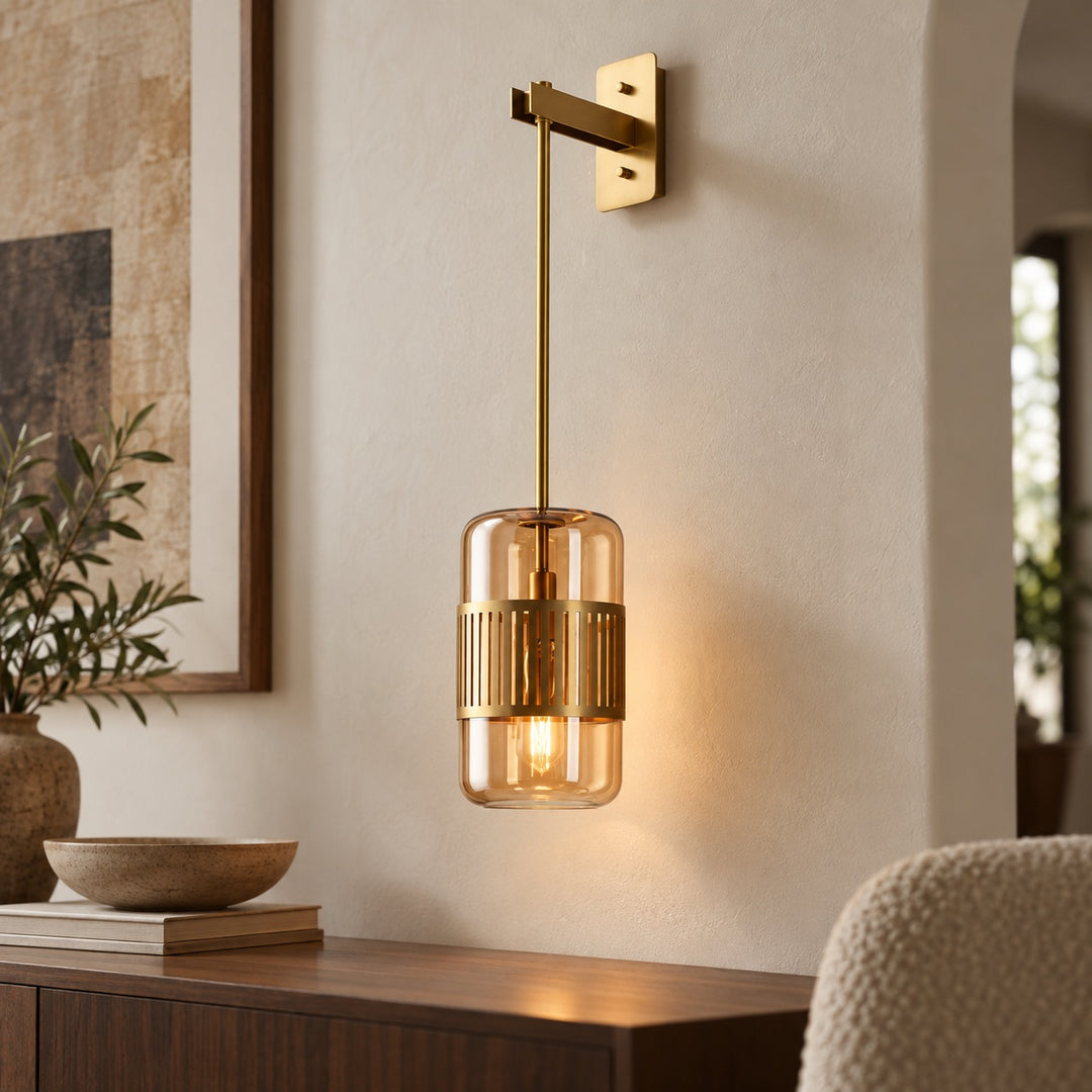 Modern Brass & Coloured Glass Wall Sconce – Interior Wall Light