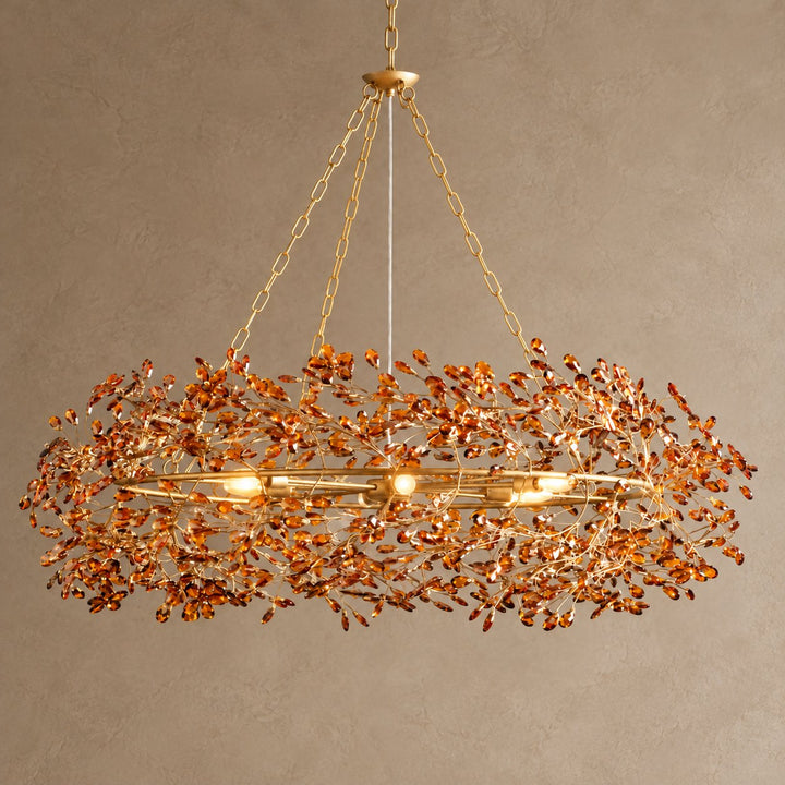 Modern Crystal Chandelier Adjustable Hanging Iron Fixture with Multiple Light Sockets