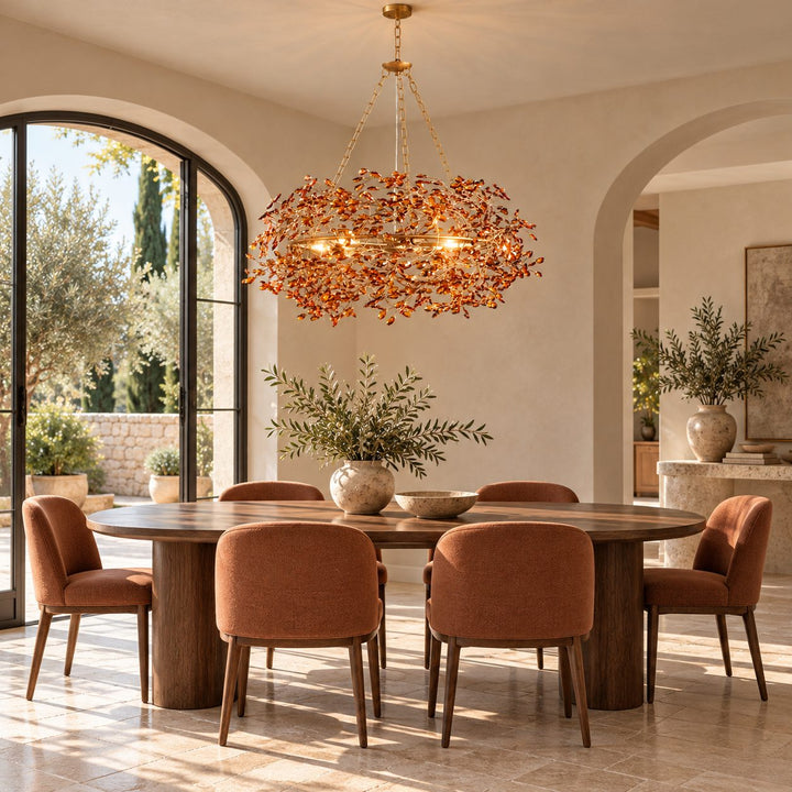 Modern Crystal Chandelier Adjustable Hanging Iron Fixture with Multiple Light Sockets