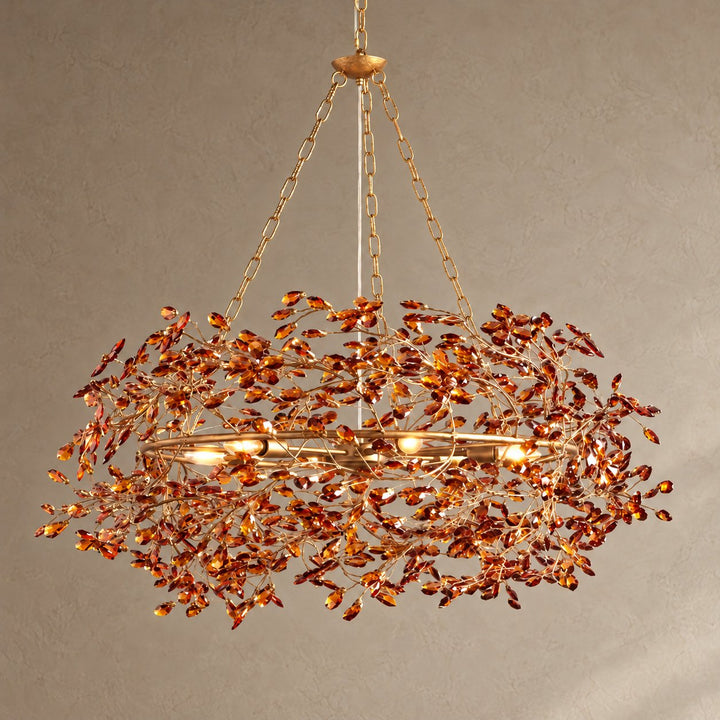 Modern Crystal Chandelier Adjustable Hanging Iron Fixture with Multiple Light Sockets