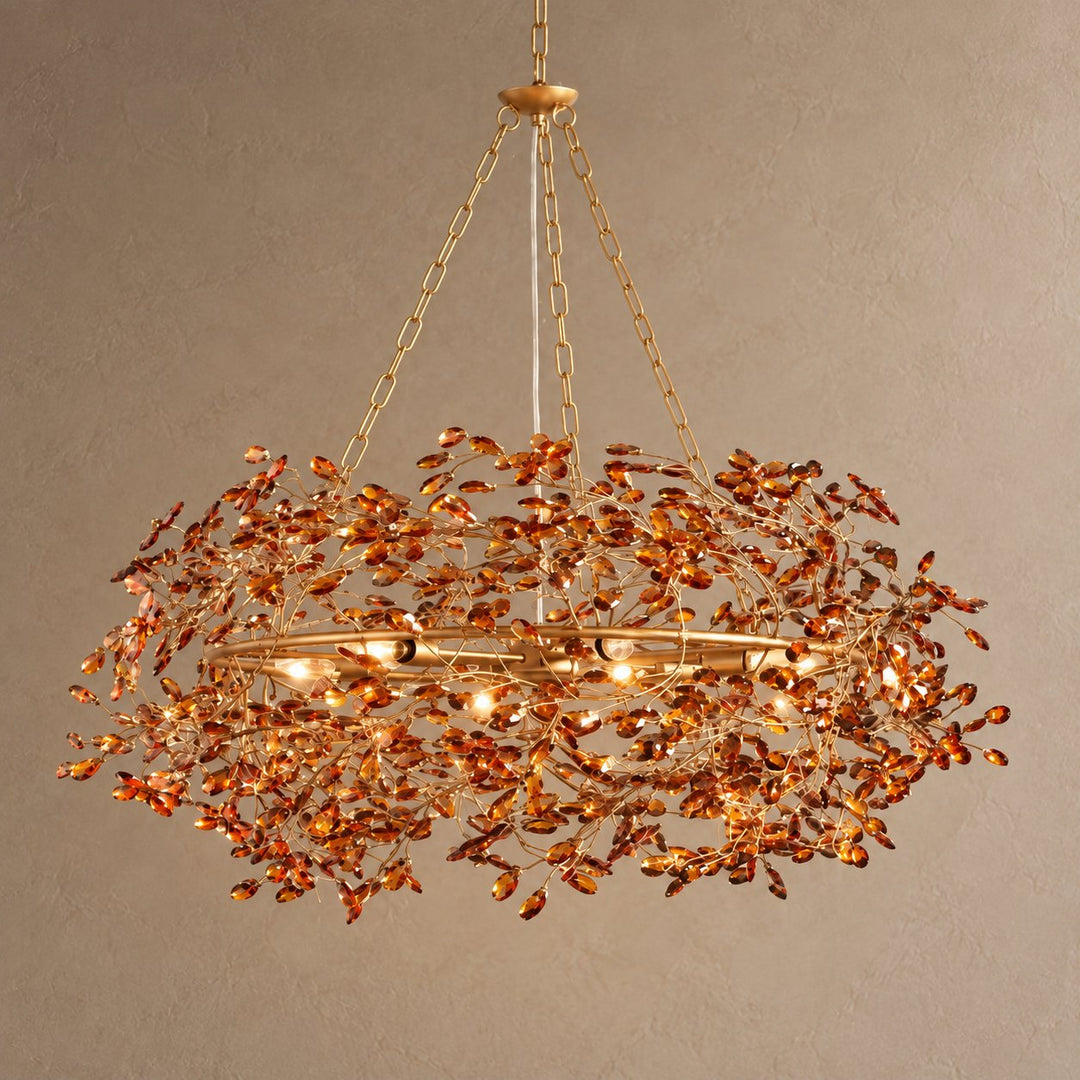 Modern Crystal Chandelier Adjustable Hanging Iron Fixture with Multiple Light Sockets