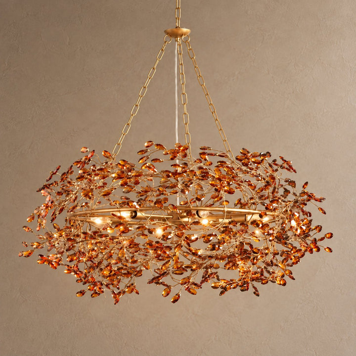 Modern Crystal Chandelier Adjustable Hanging Iron Fixture with Multiple Light Sockets