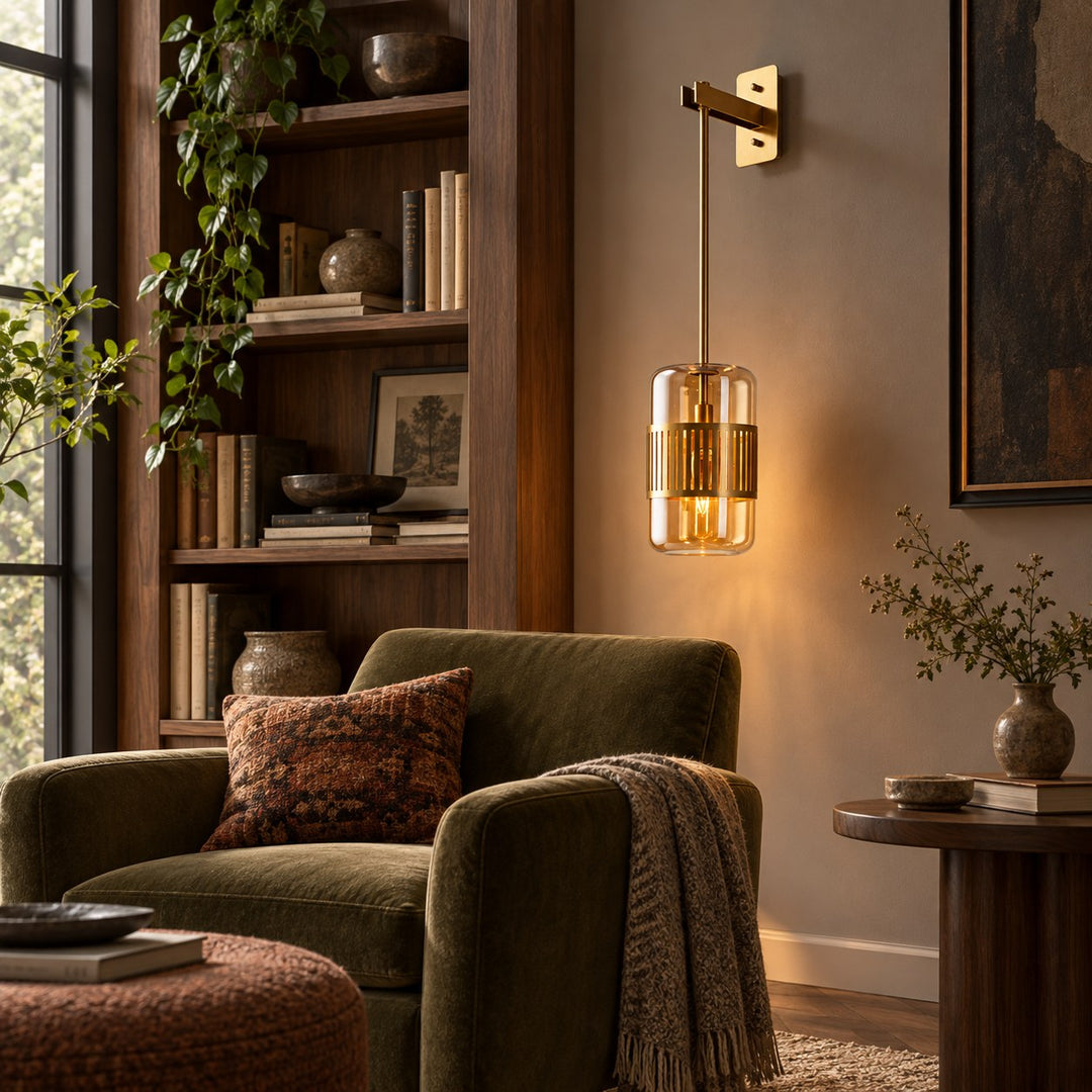 Modern Brass & Coloured Glass Wall Sconce – Interior Wall Light
