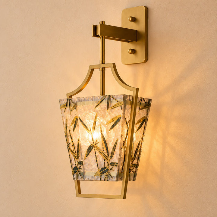 Natural Brass Textured Glass Wall Sconce – Decorative Interior Wall Light