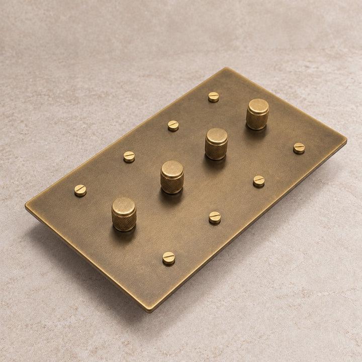 Solid Brass Rotary Dimmer Light Switch – 1–4 Gang