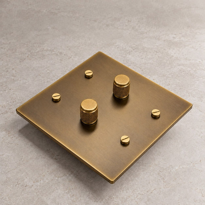 Solid Brass Rotary Dimmer Light Switch – 1–4 Gang
