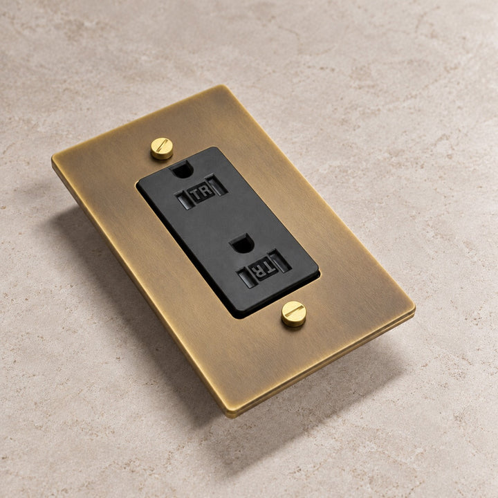 Solid Brass Tamper-Resistant Electrical Outlet – 15A Duplex Receptacle, 1–4 Gang