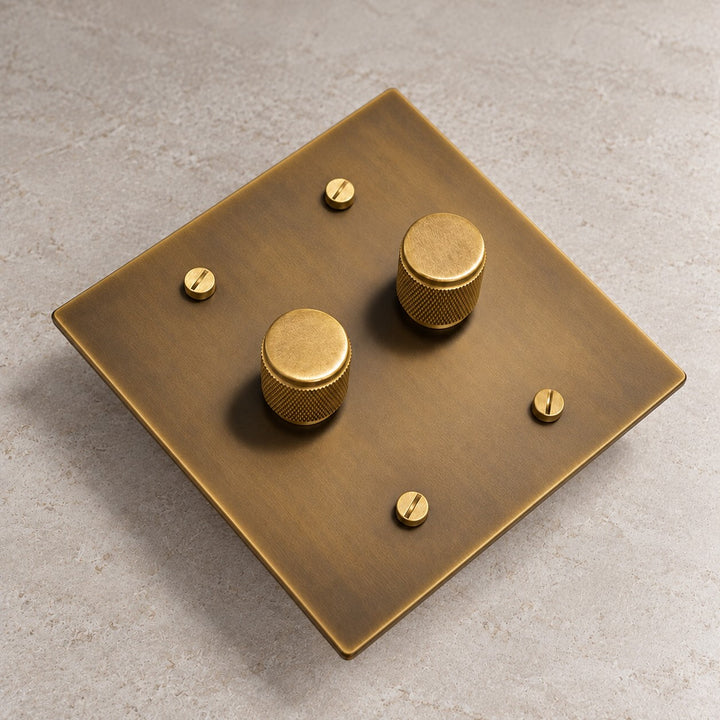 Solid Brass 3-Way Rotary Dimmer Light Switch – 1–4 Gang