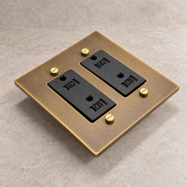 Solid Brass Tamper-Resistant Electrical Outlet – 15A Duplex Receptacle, 1–4 Gang