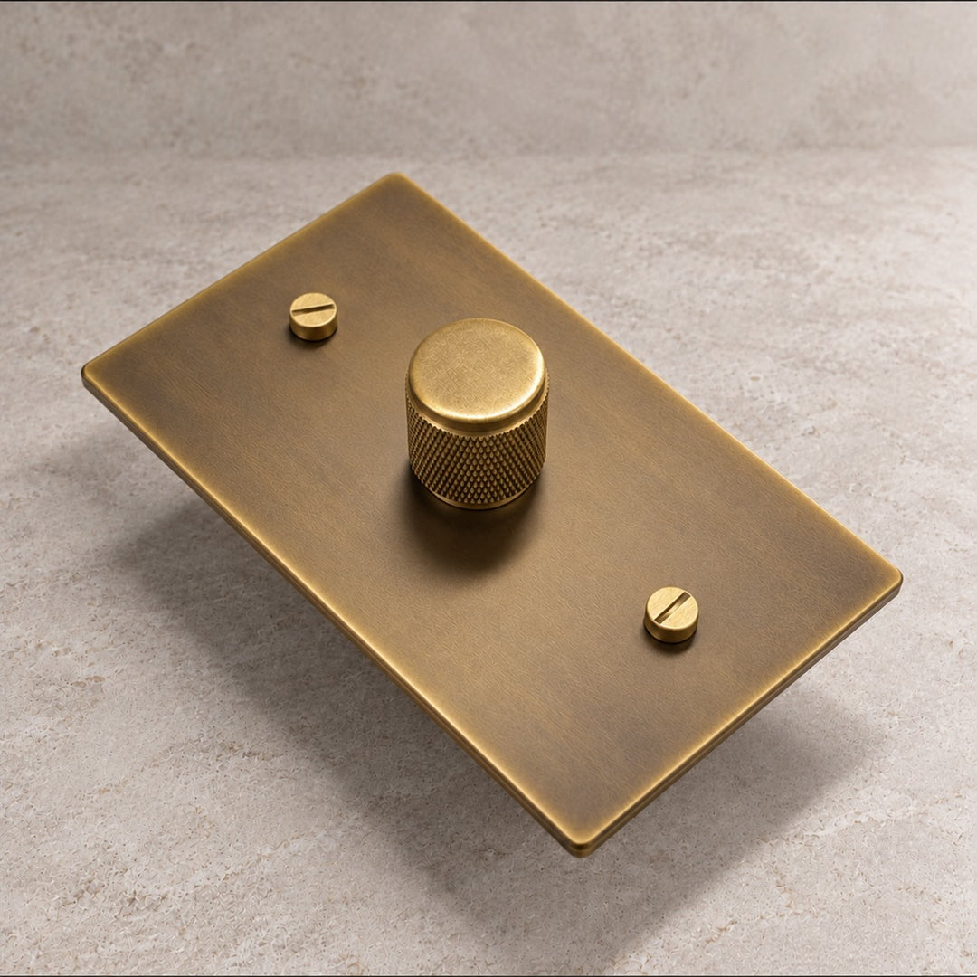 Solid Brass 3-Way Rotary Dimmer Light Switch – 1–4 Gang