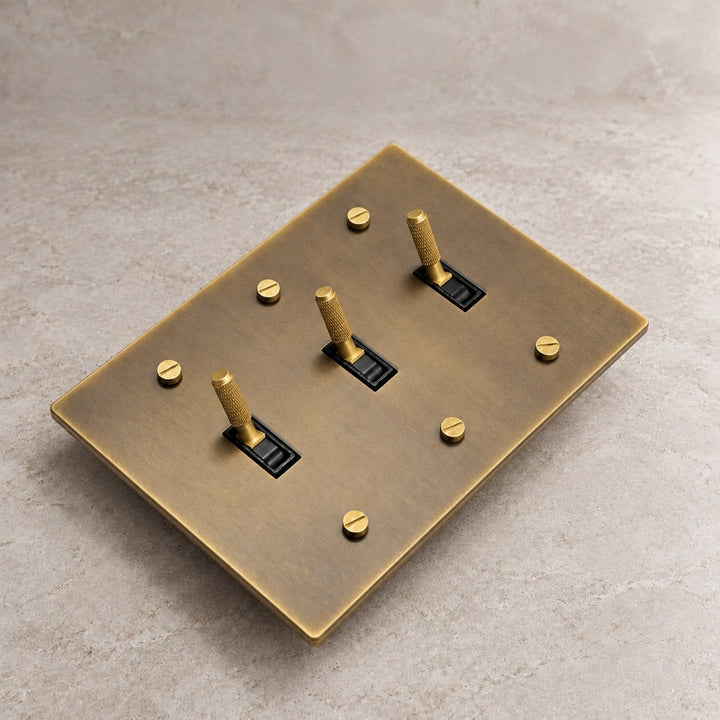 Solid Brass Toggle Light Switch – 3-Way, 1–4 Gang