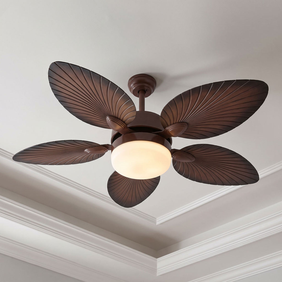 Antique Style Ceiling Fan Lamp with Light Remote Control Dimmable LED and Copper Motor