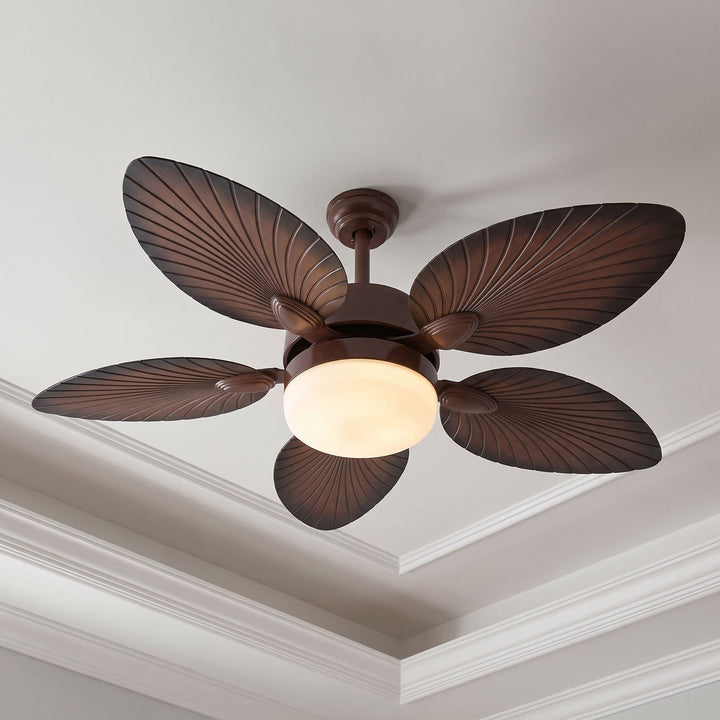 Antique Style Ceiling Fan Lamp with Light Remote Control Dimmable LED and Copper Motor