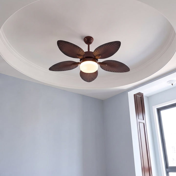 Antique Style Ceiling Fan Lamp with Light Remote Control Dimmable LED and Copper Motor