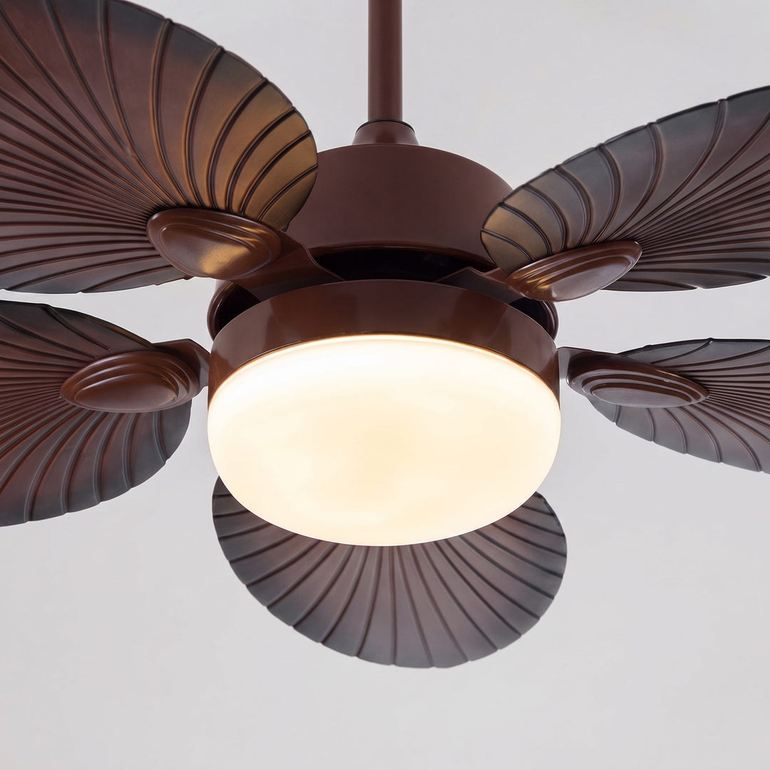 Antique Style Ceiling Fan Lamp with Light Remote Control Dimmable LED and Copper Motor