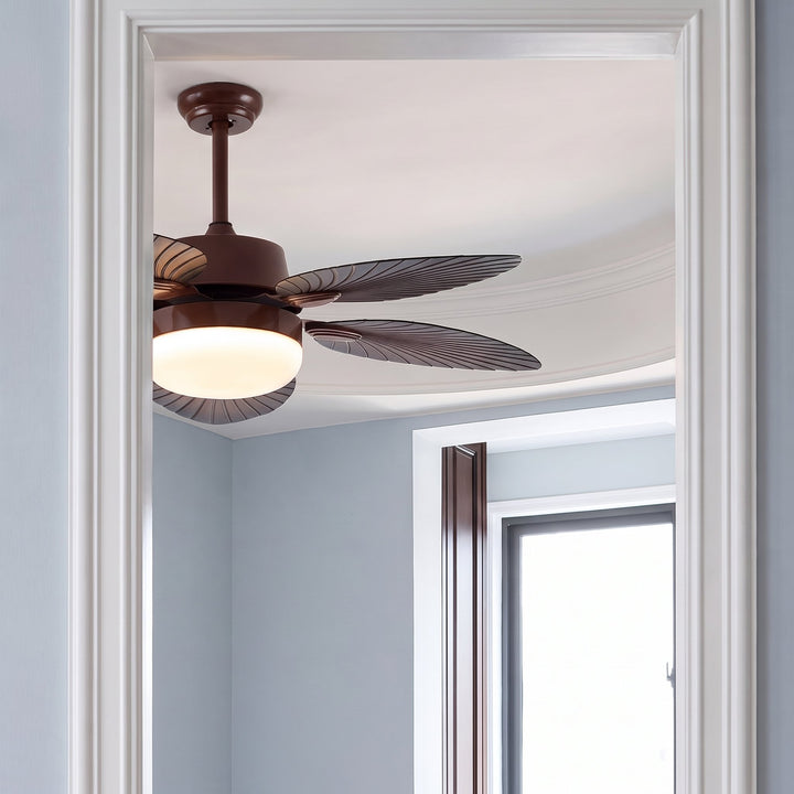 Antique Style Ceiling Fan Lamp with Light Remote Control Dimmable LED and Copper Motor