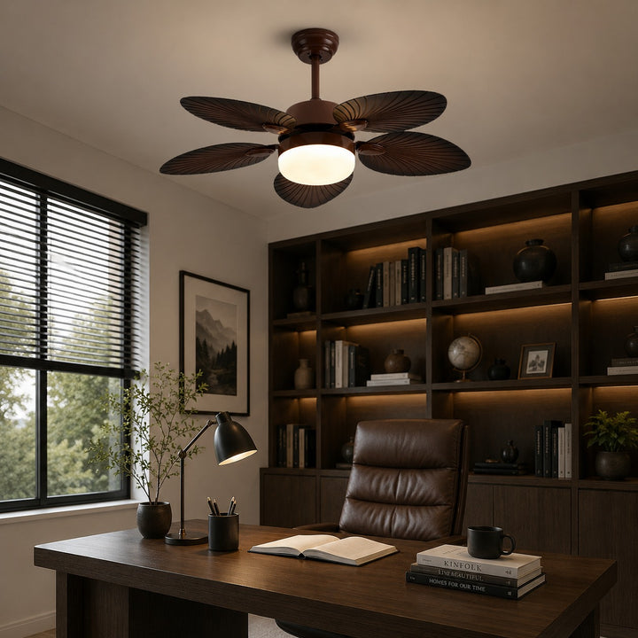 Antique Style Ceiling Fan Lamp with Light Remote Control Dimmable LED and Copper Motor