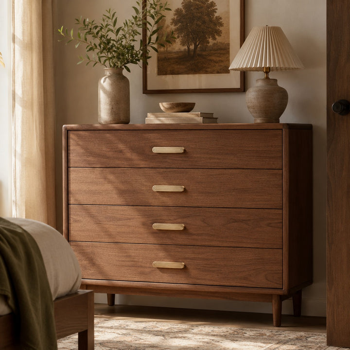 Art Deco Solid Brass Cabinet Knobs and Drawer Pulls with Rounded Edges for Modern Vintage Style