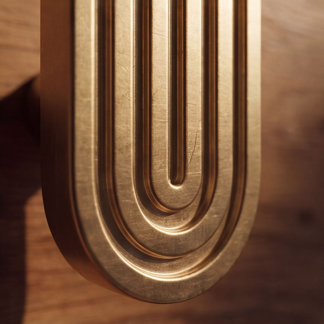 Art Deco Solid Brass Cabinet Knobs and Drawer Pulls with Rounded Edges for Modern Vintage Style