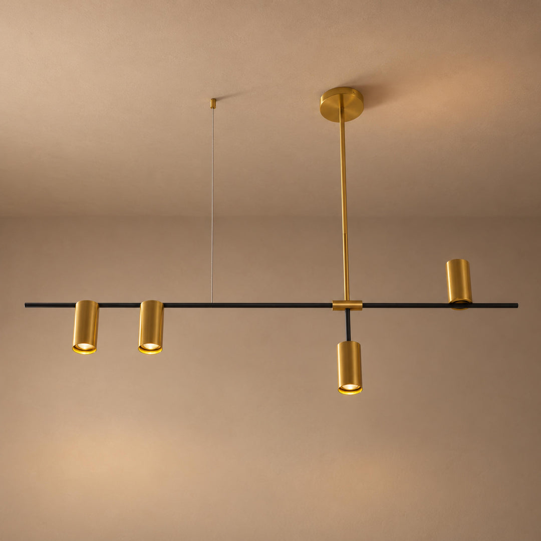Modern Linear Pendant Lamp Ceiling Mounted Metal Frame Adjustable Height LED Lighting