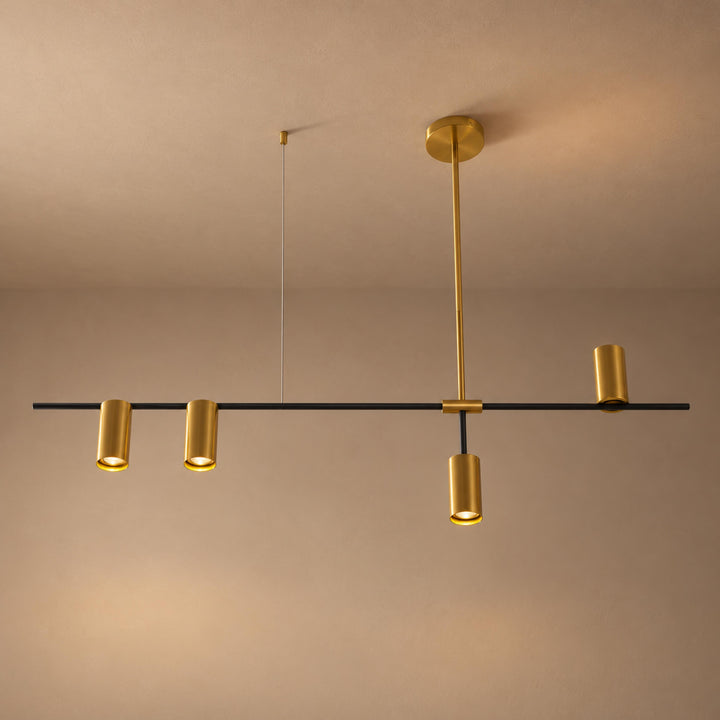 Modern Linear Pendant Lamp Ceiling Mounted Metal Frame Adjustable Height LED Lighting