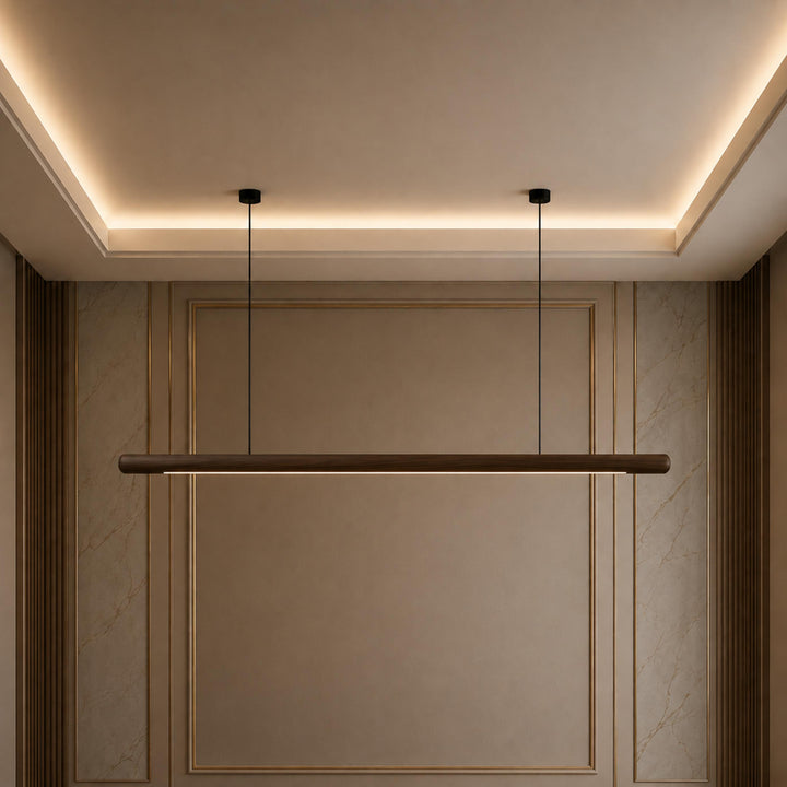 Modern Minimalist Pendant Light Adjustable Height Wood LED Diffuser for Kitchen Island Lighting