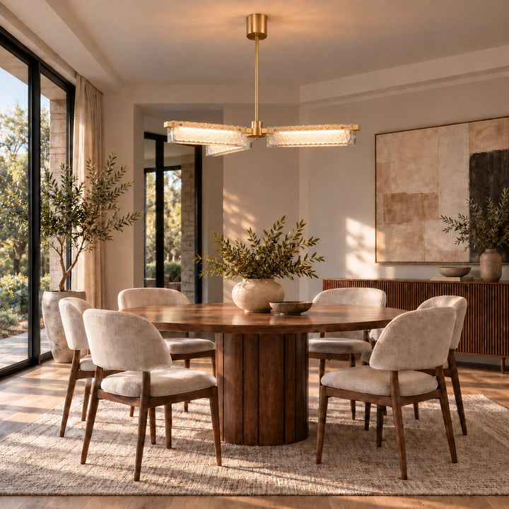 Modern 70cm Textured Glass LED Pendant Light with Copper Frame