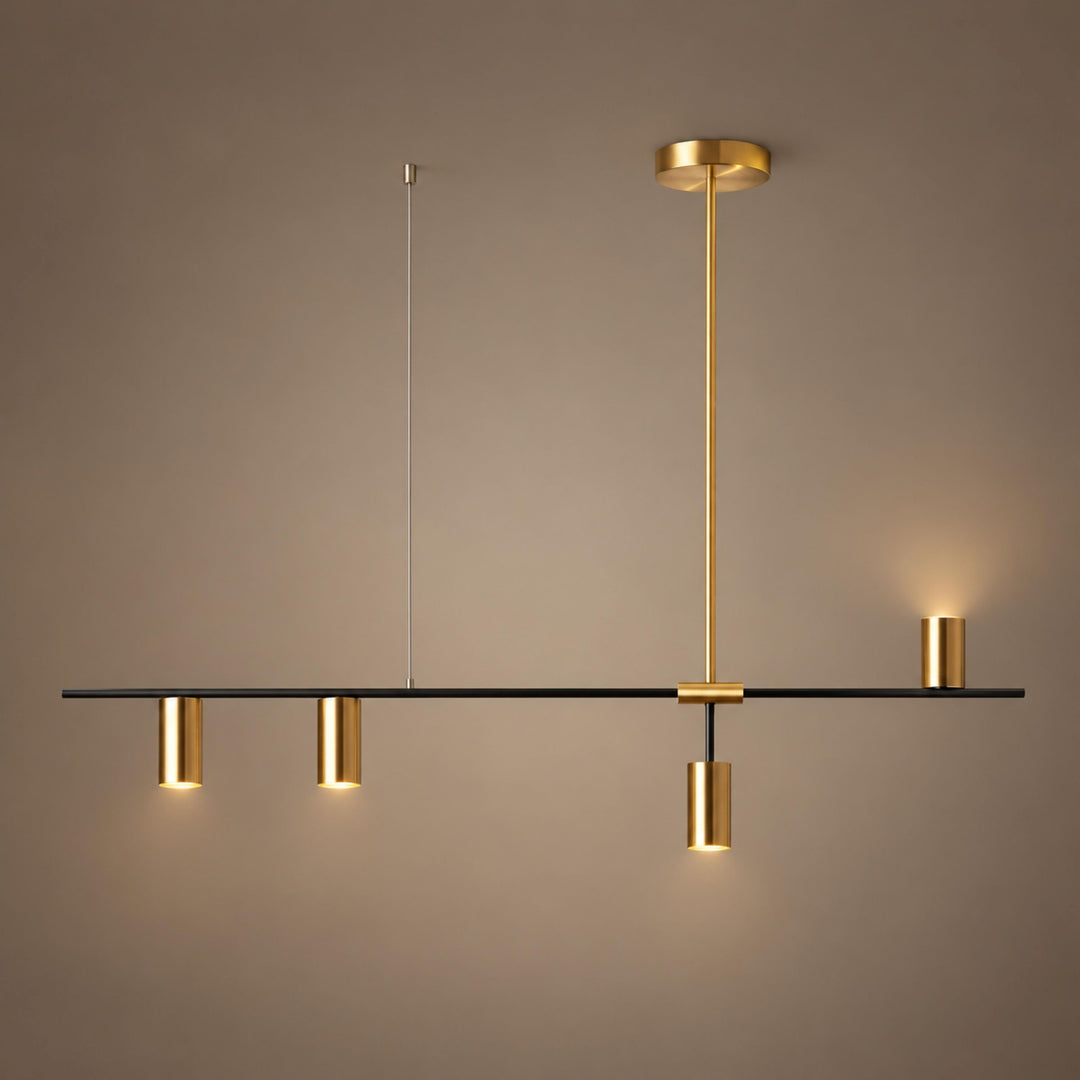 Modern Linear Pendant Lamp Ceiling Mounted Metal Frame Adjustable Height LED Lighting
