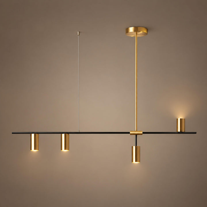 Modern Linear Pendant Lamp Ceiling Mounted Metal Frame Adjustable Height LED Lighting