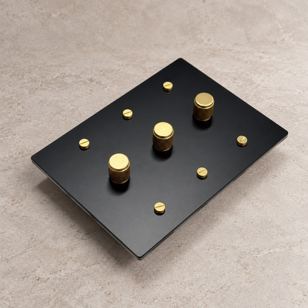 Solid Brass Rotary Dimmer Light Switch – 1–4 Gang