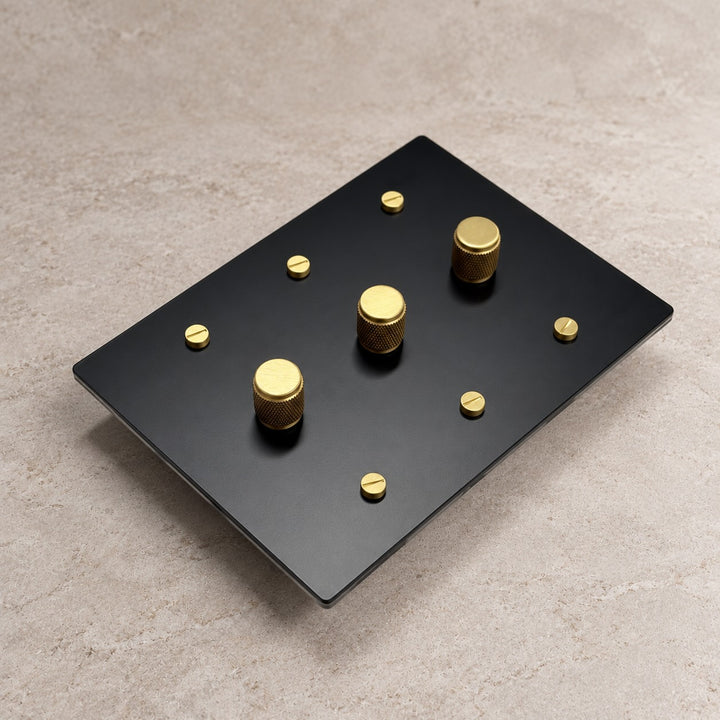 Solid Brass Rotary Dimmer Light Switch – 1–4 Gang