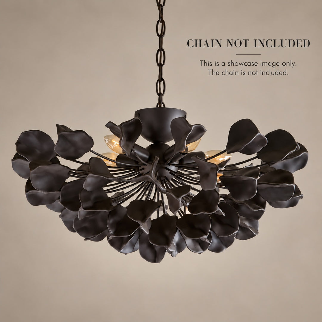Modern Ceramic Leaf Flush Mount Ceiling Light – Brass & Ivory Botanical Chandelier
