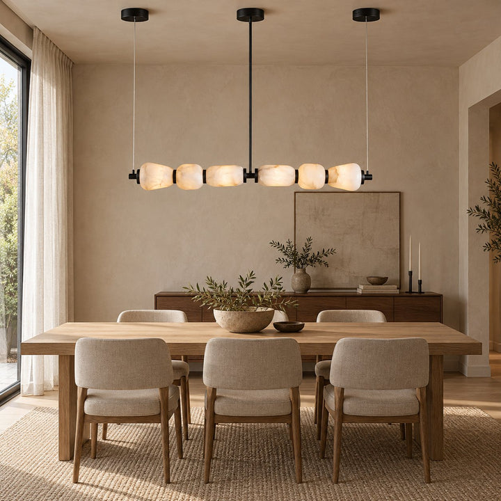 Modern Linear Chandelier Wall Mounted Alabaster Glass LED Light Fixture for Indoor Use