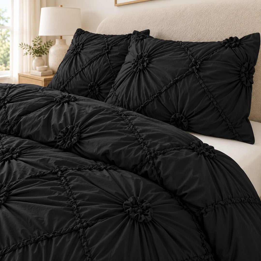 Boho Ruffle Duvet Cover Set Soft Polyester Bedding Twin Full Queen Sizes