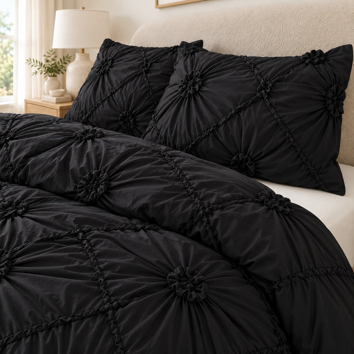 Boho Ruffle Duvet Cover Set Soft Polyester Bedding Twin Full Queen Sizes
