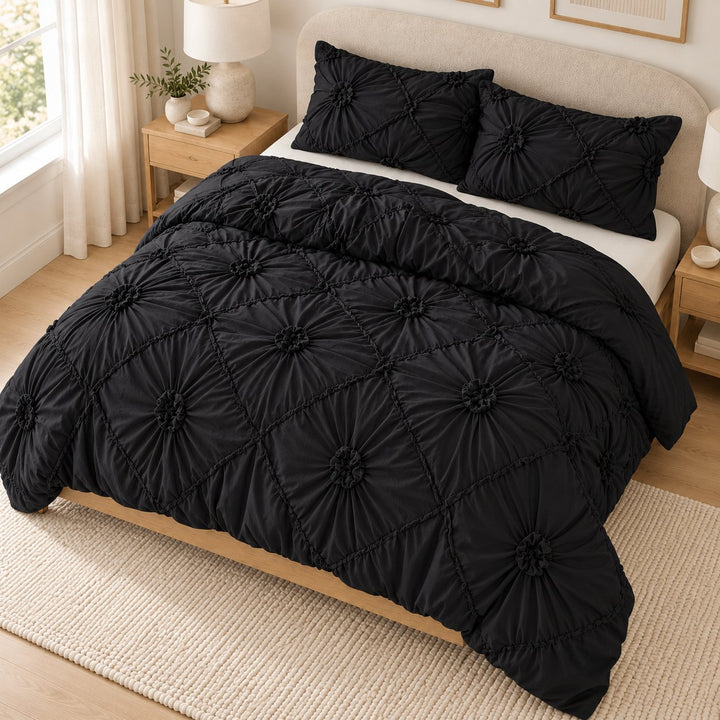 Boho Ruffle Duvet Cover Set Soft Polyester Bedding Twin Full Queen Sizes