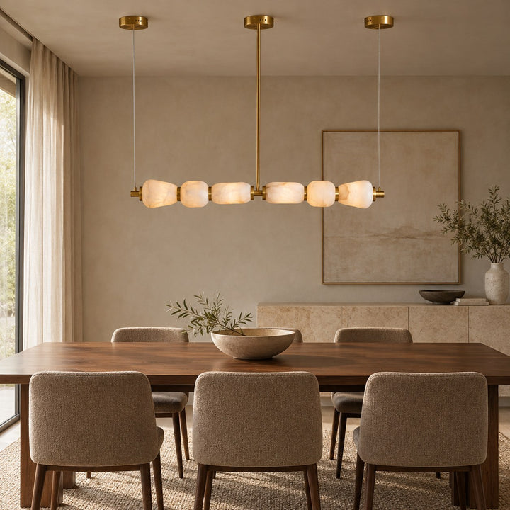 Modern Linear Chandelier Wall Mounted Alabaster Glass LED Light Fixture for Indoor Use